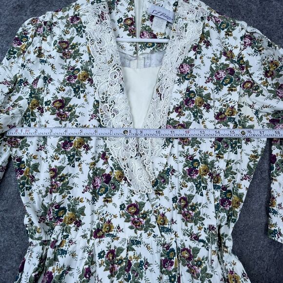 Vintage S L Petites Dress Womens 12 Floral Lace Prairie Cottage Farm Secretary - Picture 5 of 7